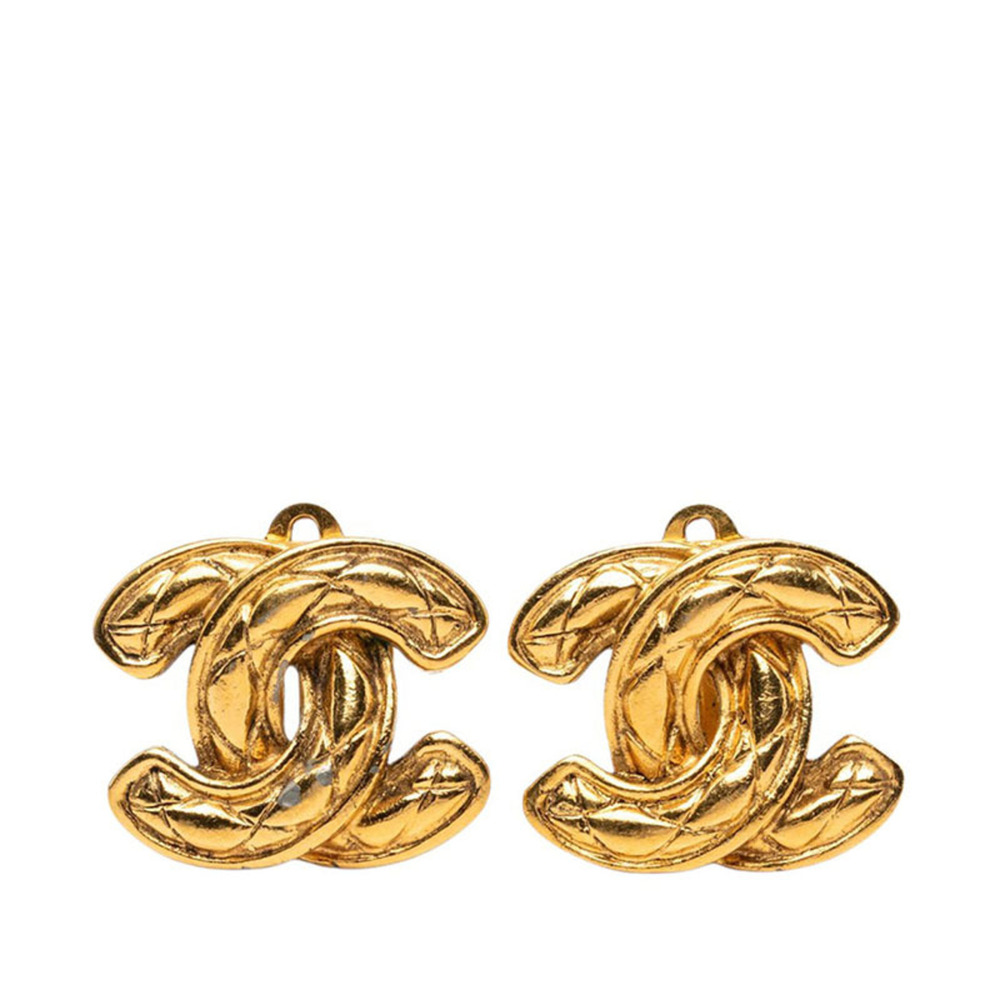 CHANEL Vintage Gold Logo Earrings